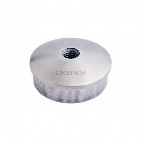 EMBOUT MOLETE, BOMBE, POUR D33,7X2,0MM,PERCAGE M8, AISI304 BROSSE