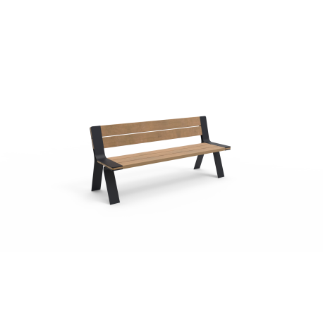 Banc pour espace public en bois et acier modèle Ligna