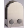 Pinces a verre demi-ronde 45 x 60 mm,Inox 304 brosse,fixation sur  tube rond diametre 33,7 mm