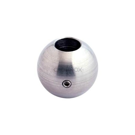 SPHERE PLEINE D30MM,VIS REGLAGE M6,TROU,DEBOUCHANT D12,2MM, AISI304 POLI MIROIR