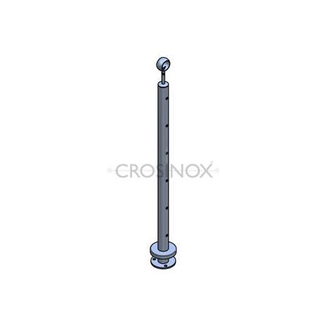 POTEAU DE GARDE-CORPS D42,4 X 2,0 MM,AISI304, 6X TROU DEBOUCH. D12,2