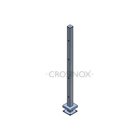 POTEAU DE GARDE-CORPS D40 X 2,0 MM,AISI304 4X TROU BORGNE D12,2MM