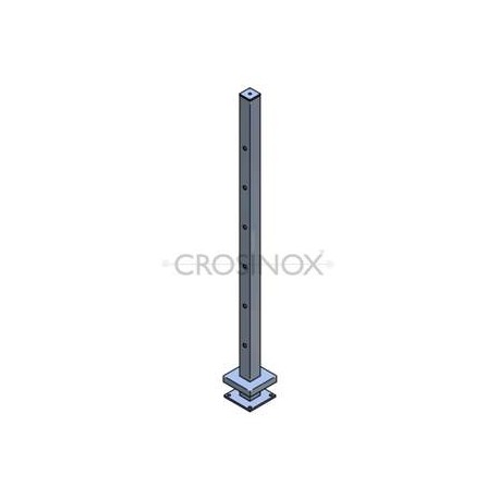 POTEAU DE GARDE-CORPS D40 X 2,0 MM,AISI304, 6X TROU BORGNE D12,2 M