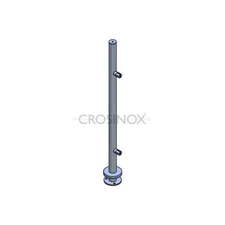 POTEAU DE GARDE-CORPS D42,4 X 2,0 MM,AISI304, 2 X SUPPORTS TÔLE PERF