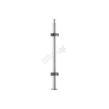 POTEAU ANGLE D42,4X2,0MM, H970MM,4 PINCES VERRE 8-10MM, AISI304 BROSSE